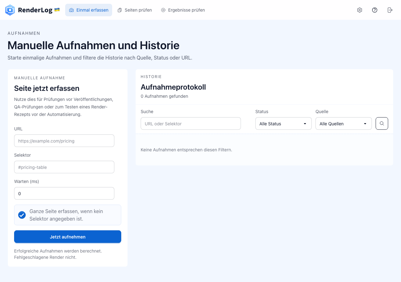 Manuelle Website-Aufnahmen vor der Automatisierung