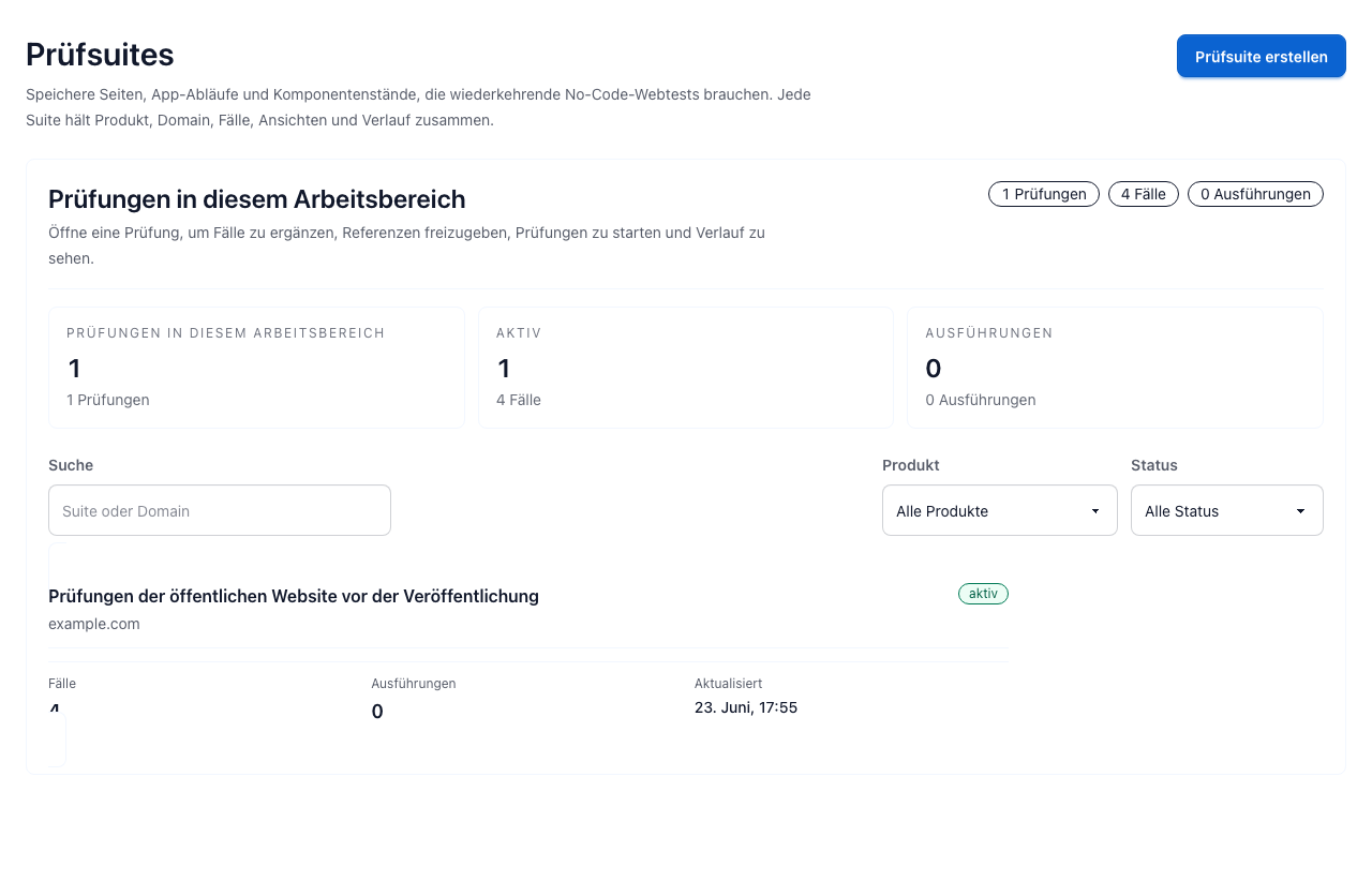 Geplante Website-Prüfungen für Seiten mit Besitzer