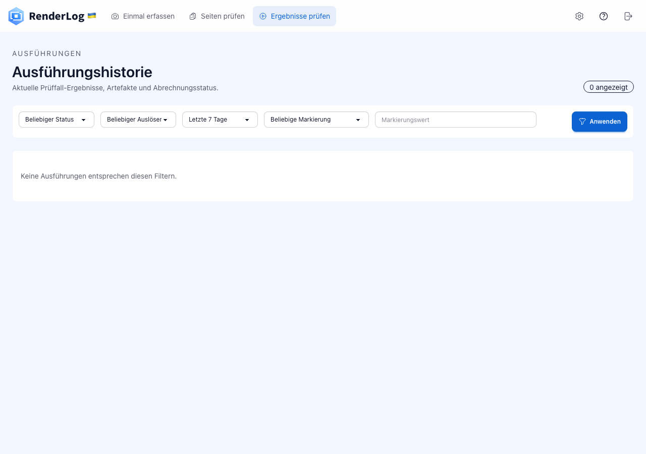 Aufbewahrungsfilter und ein Jahr Historie