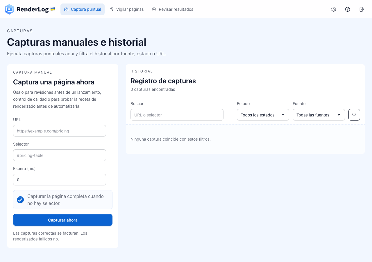Capturas manuales antes de automatizar