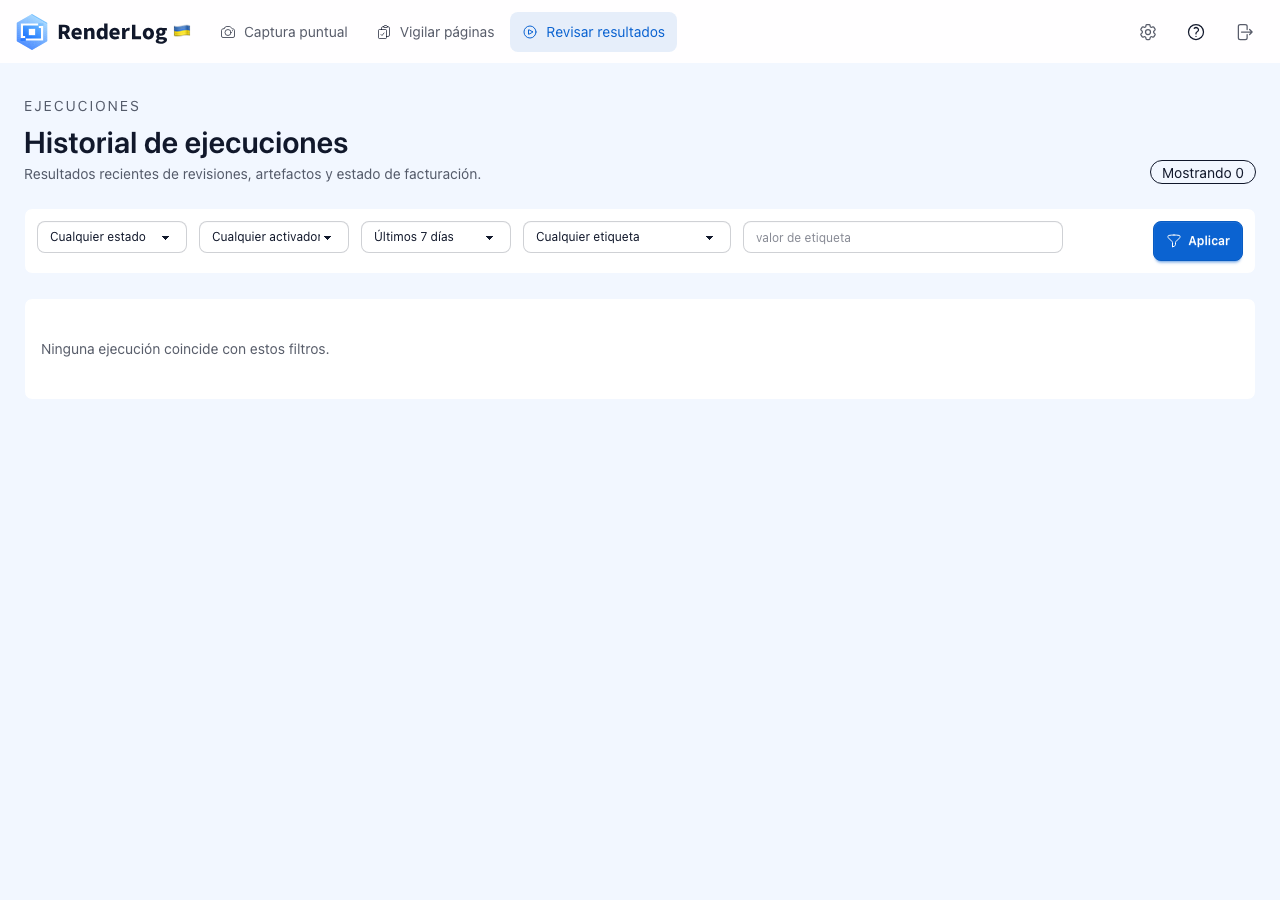 Filtros de retención e historial de un año